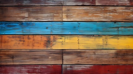 Old Multicolored Wooden Frescoes, Yellow, Green, Red, Weathered Beauty, Background