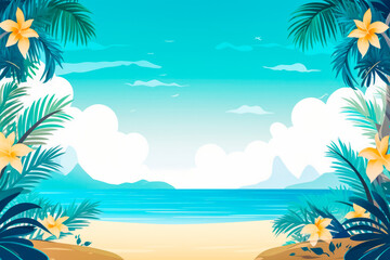 Horizontal summer theme background illustration with beautiful warm colors
