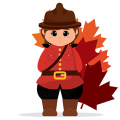 Cute female forest ranger cartoon with leaves Vector