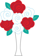 Vase with red and white roses Icon.