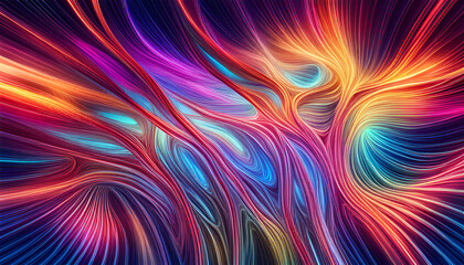 Fototapeta premium Colorful abstract wave of lines - Generative AI
