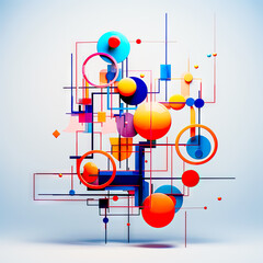 Abstract Concept Design in Light Blue and Orange Molecular Structures Spherical Sculptures Minimalism with Movement Social Network Analysis Digital Art Generative AI Cover Poster