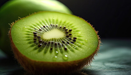 Green Kiwi Fruit Photography, Green Kiwi Closeups,Kiwi Fruit on Wooden Table