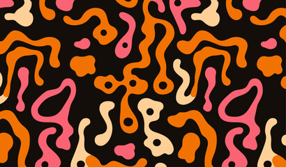 Get Inspired by the Hand-Drawn Animal Print Style, Infused with Vector Flat Groovy and Psychedelic Colors in Seamless Pattern Background Design
