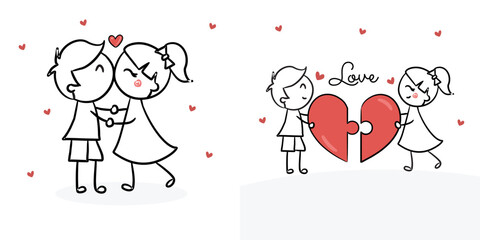 Happy couple illustration Cute couple Girl and boy Couple in love Couple kissing - Happy couple illustration Cute couple Girl and boy Couple in love Heart