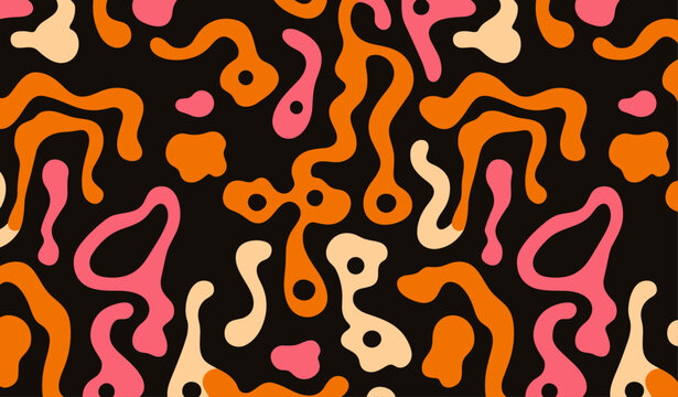 Get Inspired by the Hand-Drawn Animal Print Style, Infused with Vector Flat Groovy and Psychedelic Colors in Seamless Pattern Background Design
