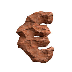 Desert sandstone euro currency sign - 3d Business red rock symbol - Suitable for Arizona, geology or desert related subjects