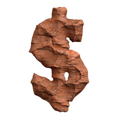 Desert sandstone dollar currency sign - Business 3d red rock symbol - Suitable for Arizona, geology or desert related subjects
