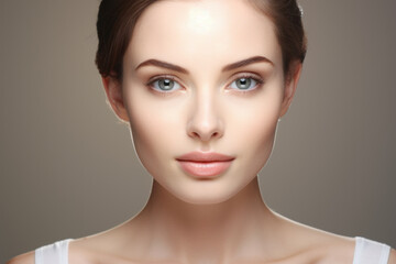 Beautiful woman face with healthy clean image stock on background, Face care, Facial treatment, Cosmetology, beauty and spa.