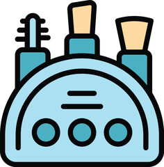 Cosmetic pocket icon outline vector. Makeup brush. Eye tool color flat