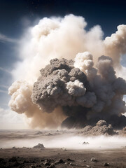 a giant volcanic eruption several kilometers away AI Generated Image
