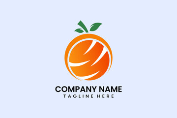 Flat fruit orange icon symbol logo template vector design illustration