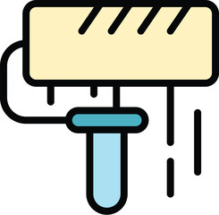 Paint roll icon outline vector. Repair wall. Decoration diy color flat