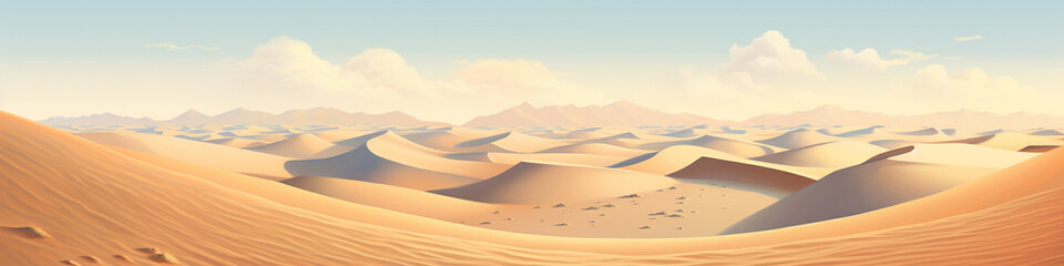 Fototapeta na wymiar An Illustration of a Middle Eastern Desert with Large, Layered Sand Dunes
