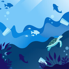 Pollution waste in the sea