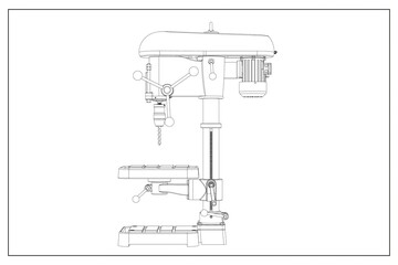 3D design of a bench drill.