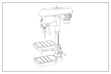 3D design of a bench drill.