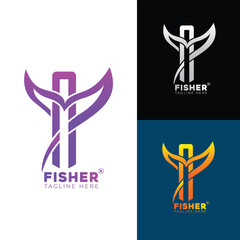 Modern Fishing logo design template
