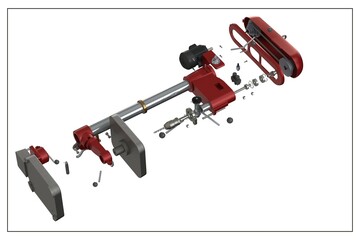 3D design of a bench drill.