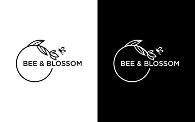 Bee and blossom black and white logo
