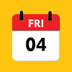  calender icon, 04 friday with yellow background