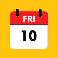 calender icon, 10 friday with yellow background