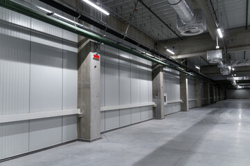 Empty industrial hall with ceiling ventilation system