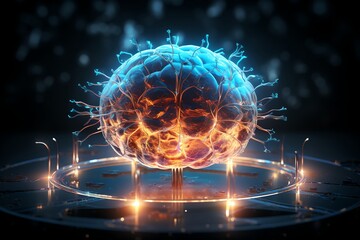 Abstract artificial brain, generative AI