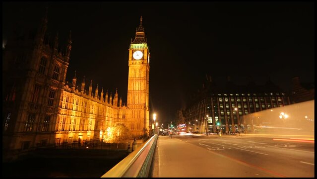 Timelapse of the Big Ben Tower on Westminster Bridge, London