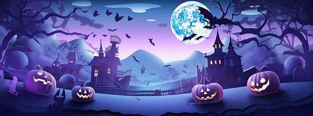 Obraz premium Haunted Halloween landscape. Halloween background.