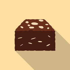 Chocolate brownie with nuts icon. Sweet chocolate pastry icon. Vector illustration.