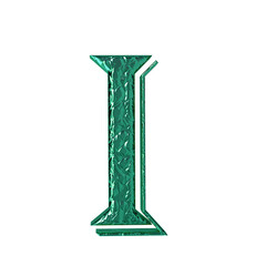 Fluted turquoise symbol front view. letter i