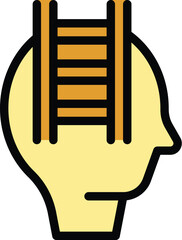 Mind stairs icon outline vector. Comfort zone. Work escape color flat