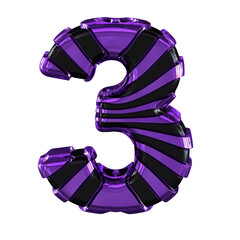 Black symbol with purple straps. number 3