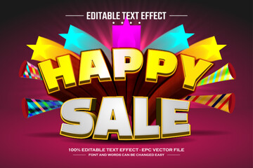 Happy sale 3D editable text effect template