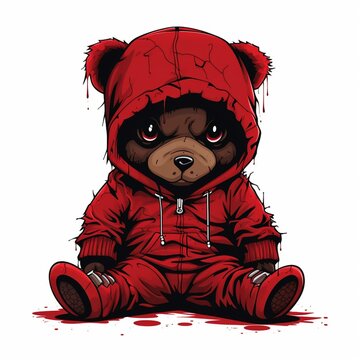 cartoon anime evil vicious gang banger red teddy bear