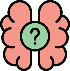 Brain quiz icon outline vector. Competition question. Poster ask color flat