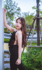 Women in black fashion is popular in 2024 in the future, the leader of fashion.