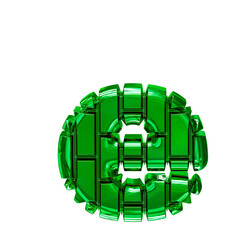 Symbol made of green vertical bricks. letter e