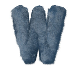 Symbol made of blue fur. letter w