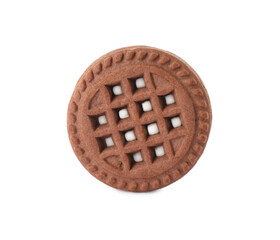 Tasty chocolate sandwich cookie with cream isolated on white