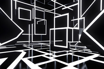  black and white background with square shapes 3D graphics 
Generate AI 