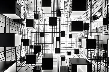  black and white background with square shapes 3D graphics 
Generate AI 