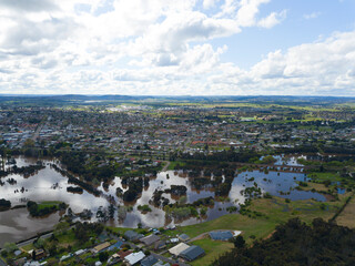 View of Flooding Goulburn City from the Rocky Hill War Memorial 19