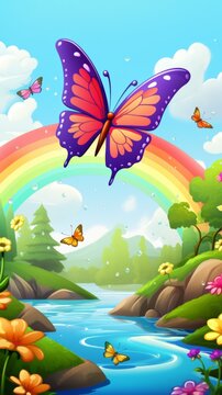Rainbow Butterfly Cartoon Delight