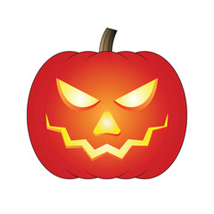 Carved pumpkin icon isolated on white background, Halloween glowing jack o lantern. Vector illustration