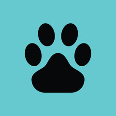 Animal paw print icon isolated on light blue background. Vector illustration