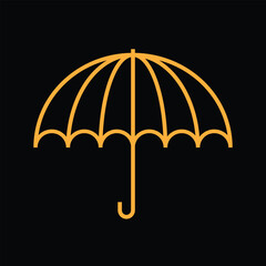 Opened umbrella icon isolated on black background. Vector illustration