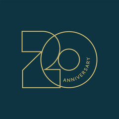 20, 20th Years Anniversary Logo, Black Color, Vector Template Design element for birthday, invitation, wedding, jubilee and greeting card illustration.