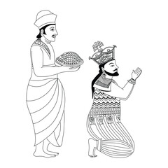 Sri Lankan Kandy Traditional Art, hand drawing, sketch art, line art Vector Illustration